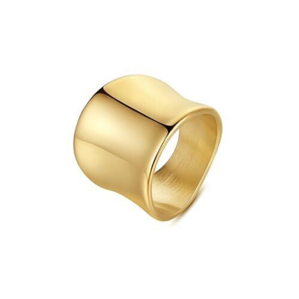 2138 18K Gold Plated Rings Vintage Wide Thumb Band Rings Minimalist Big